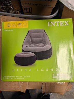 INTEX Ultra Lounge Inflatable Chair & Ottoman - Gray